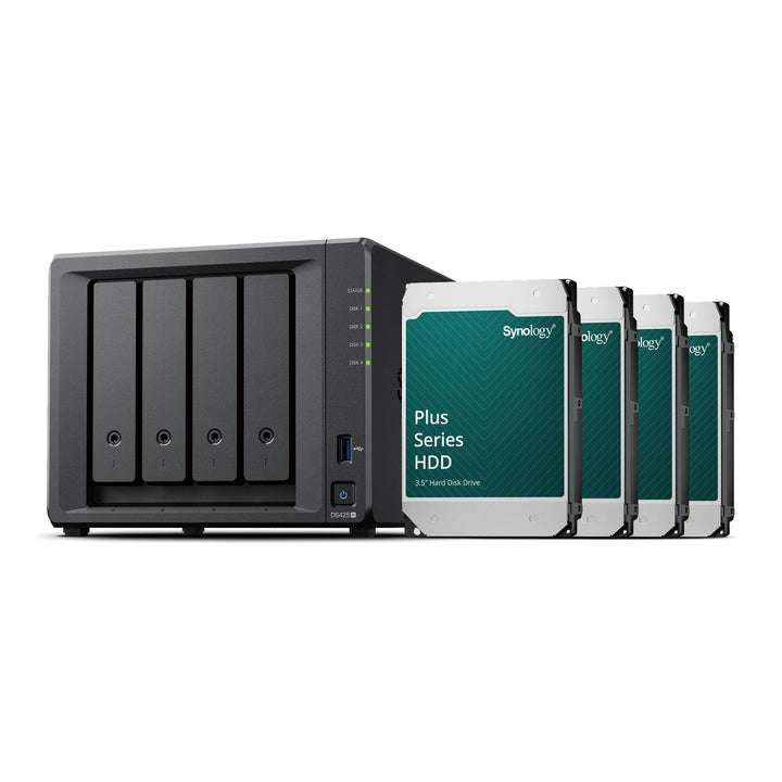 Synology DS425+ 4-Bay Diskstation NAS (Intel Celeron J4125 4-Core 2GB Ram 2xRJ-45 1GbE LAN-Port) 32T