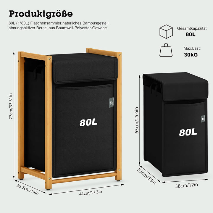 ADEL DREAM 80L Pfandflaschen Sammelbehälter mit Deckel Gross Pfandflaschen Aufbewahrung Behälter Lee