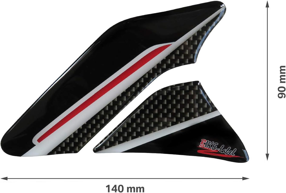 BIKE-label Seitentank Tankpad Carbon Stripes Rot kompatibel für Kawasaki 800143