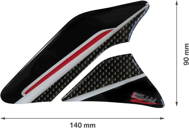 BIKE-label Seitentank Tankpad Carbon Stripes Rot kompatibel für Kawasaki 800143