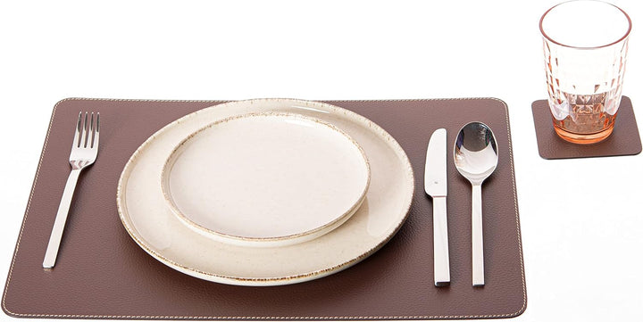 Nikalaz Grosse Platzsets und Untersetzer (4er set) aus recyceltem Leder, 4 Stück platzsets und 4 und