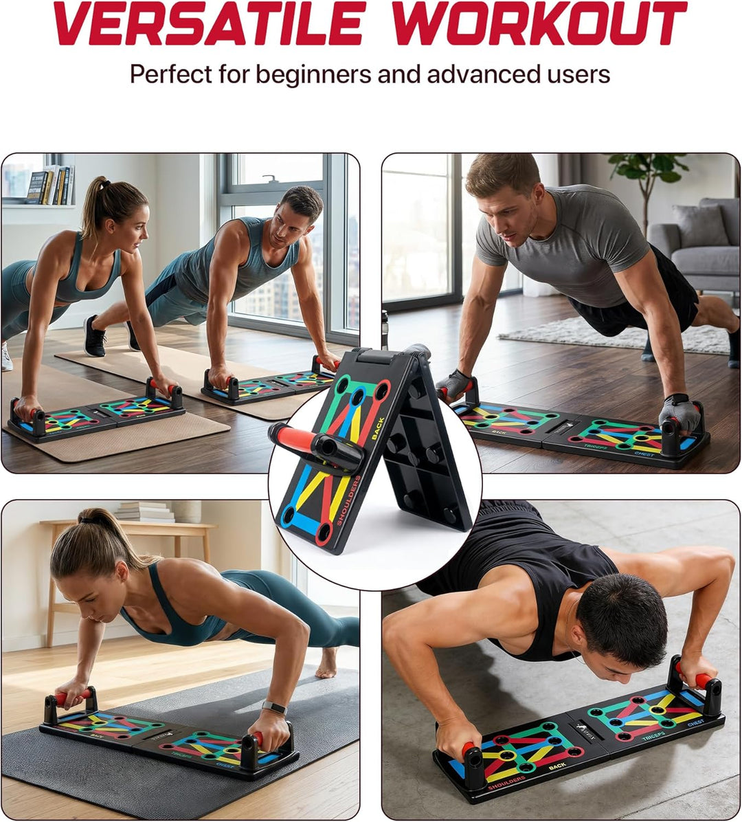 ROMIX Liegestützbrett, 12 in 1 Multifunktions Tragbares Push Up Board, Liegestützständer, Muskelbret
