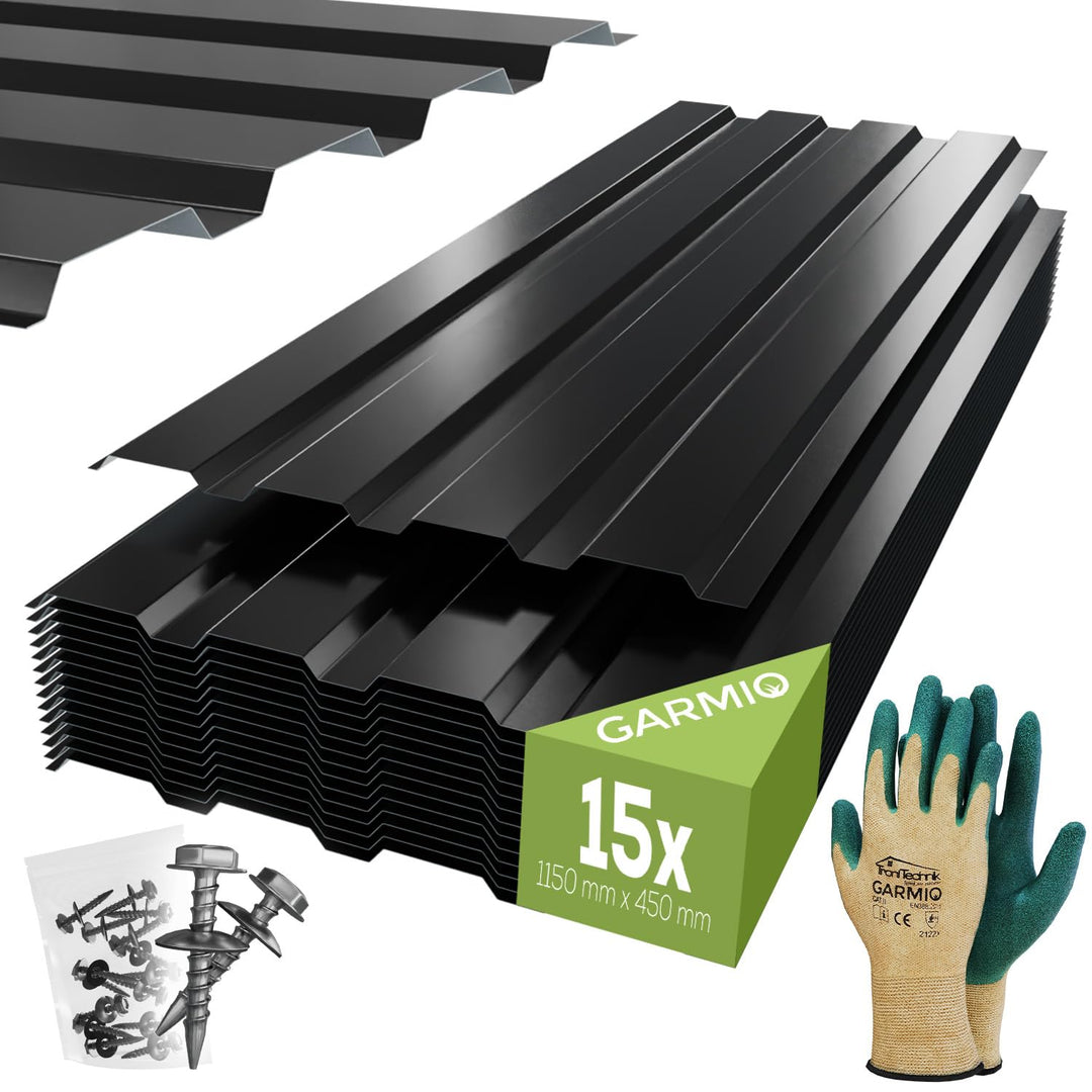 Profilblech Amalfi 115x45 cm Trapezblech Set mit 15 Stück, 7,8 m² Dachblech inkl. Schrauben, verzink