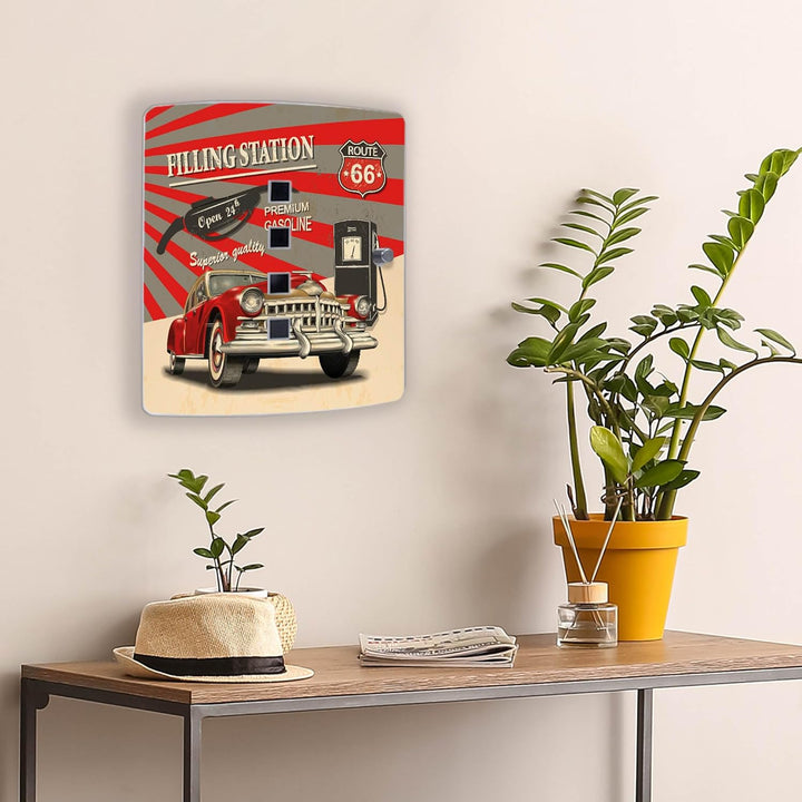 banjado® Design Schlüsselkasten aus Edelstahl Motiv Filling Station für 10 Schlüssel - Schlüsselschr