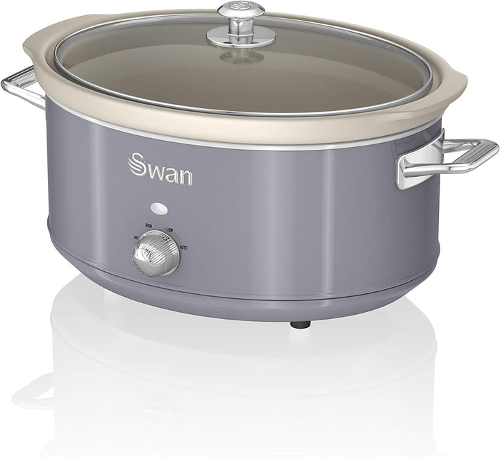 Swan Retro SF17031GRN Slow Cooker 6,5L Abnehmbarer Kochbehälter, PFOA- und PTFE-freier Keramischer A