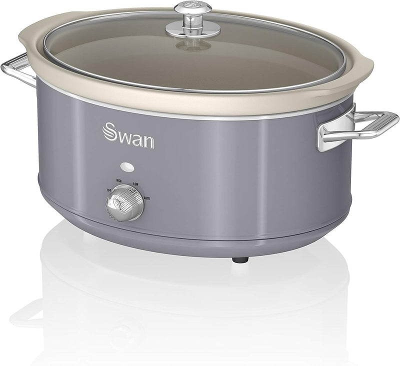 Swan Retro SF17031GRN Slow Cooker 6,5L Abnehmbarer Kochbehälter, PFOA- und PTFE-freier Keramischer A
