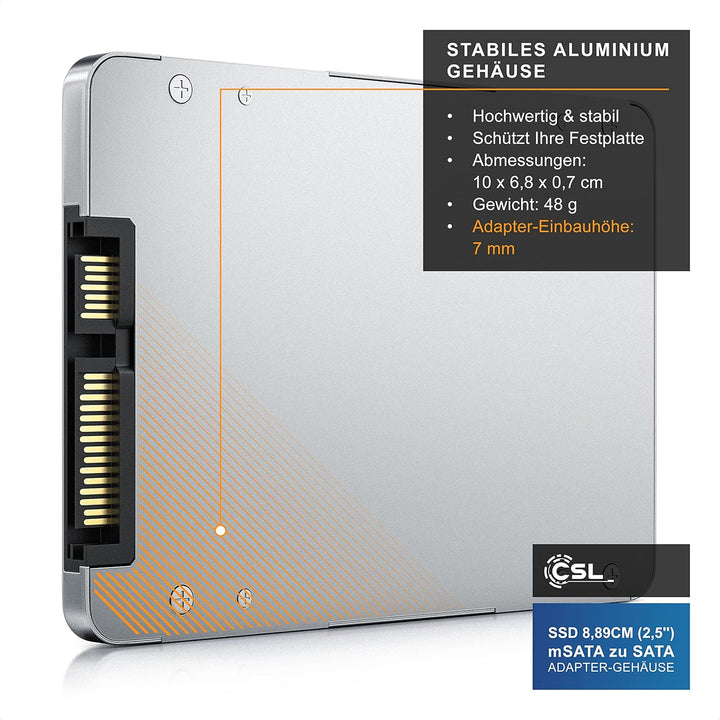 CSL - Festplattengehäuse SSD 8,89cm (2,5'') mSATA zu SATA Adapter Gehäuse | Festplatten-Gehäuse - Ko