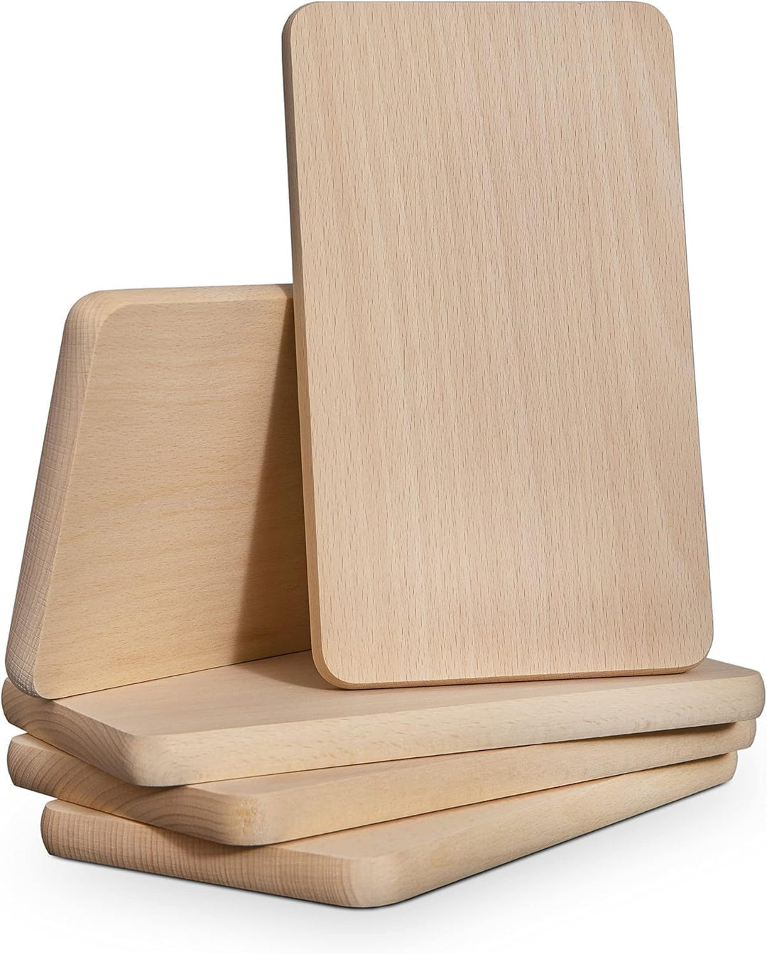 Frühstücksbrettchen Holz - Natur Buche unbehandelt - 12er Set x Holzbrettchen - Küchenbrett Brot Küc