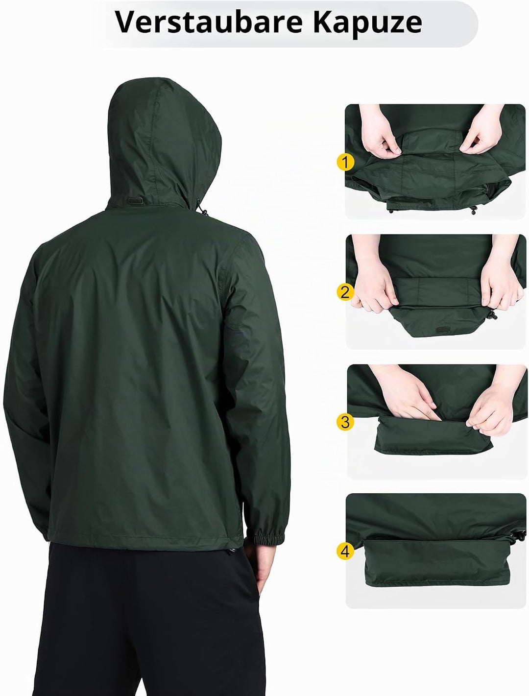 Outdoor Ventures Regenjacke Herren Wasserdicht Ultraleichte Dünne Faltbare Regenmantel Atmungsaktiv