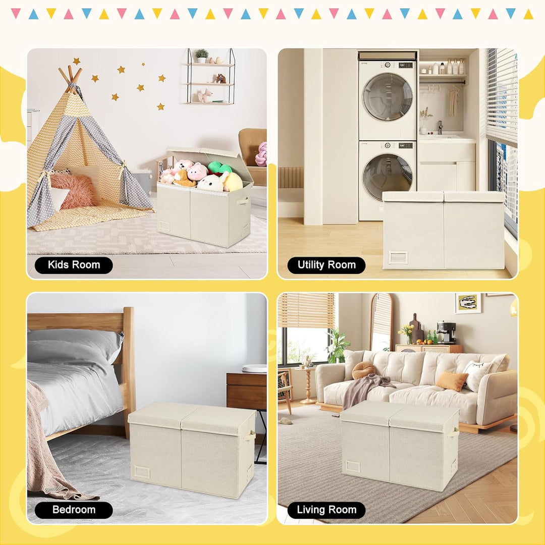 Aufbewahrungsbox mit Deckel | 72L, 60 x 31 x 38 cm | Extra Gross Aufbewahrungsbox Kinder - Faltbar S