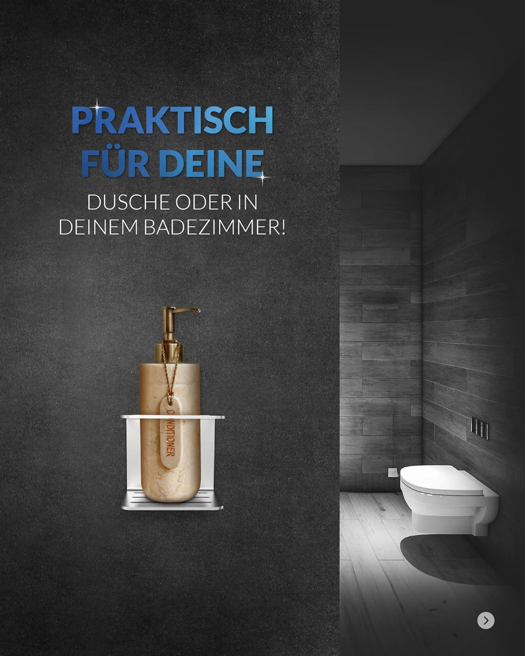 Edelstahl Shampoo Halterung für Dusche – Duschablage ohne Bohren klein – Einfache Montage mit Klebep