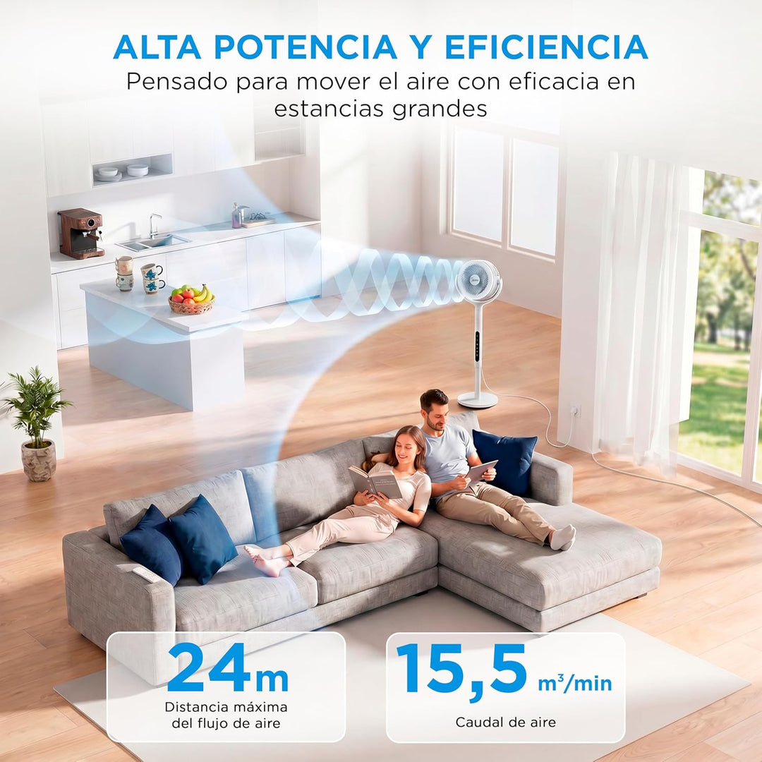 Midea Standventilator mit 12 Geschwindigkeiten, mit Fernbedienung, leiser Ventilator mit Oszillation