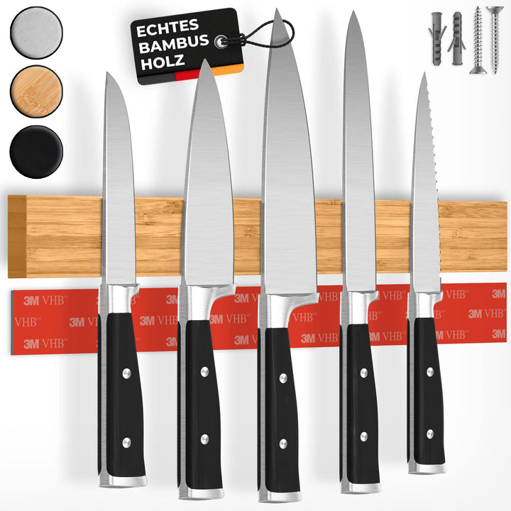 Cucino Magnetleiste Messer mit extra starkem Magnet - Vergleichssieger 2022 - Einfache Montage mit 3