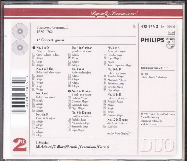 12 Concerti Grossi Op.5, Audio-CD