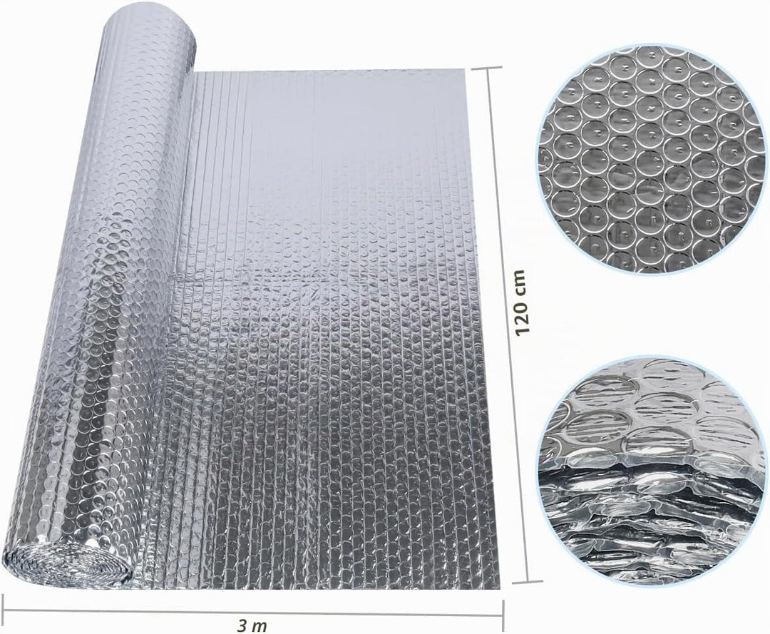 Doppelseitige Aluminiumfolie Isolierung,120 cmx 3 m,3mm Dicke Isolierfolie Dämmfolie Reflexionsfolie