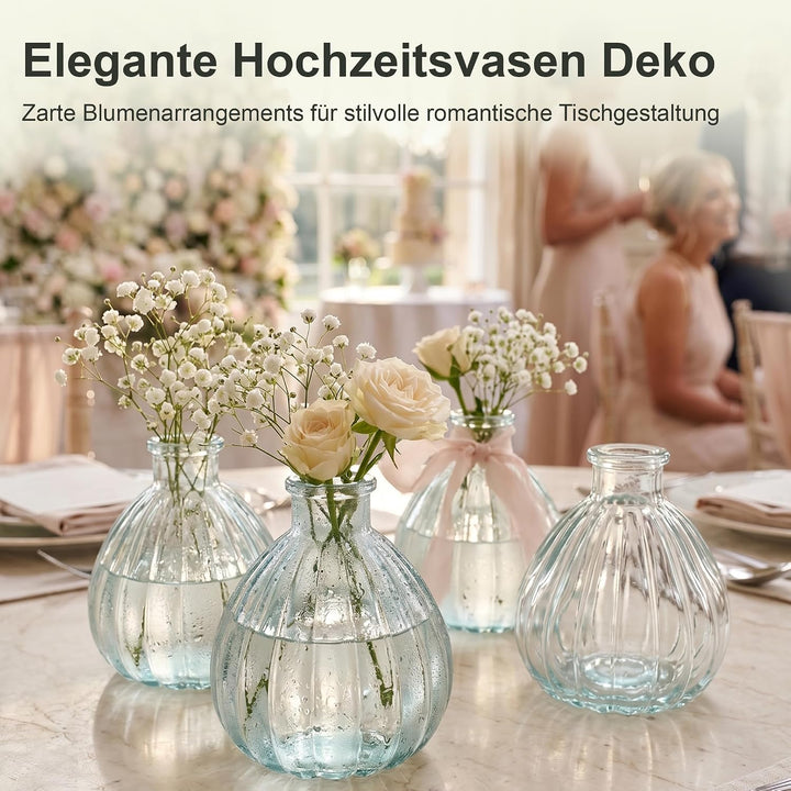 6 Kleine Blumen Vasen Deko – Blumenvasen Klein Tischdeko – Glasvase Gläschen Geburtstag Kommunion Ho