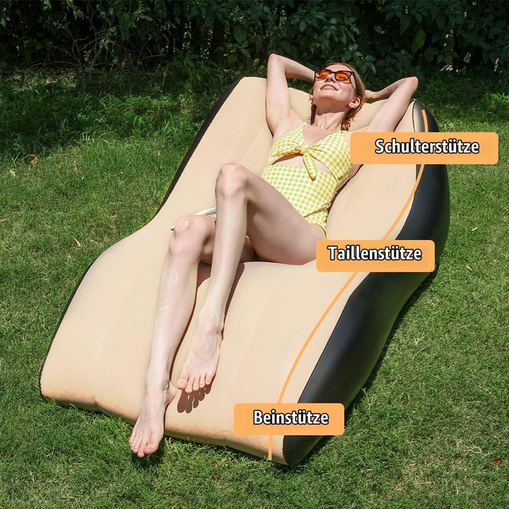 FARYODI Aufblasbares Sofa mit Fusshocker, Aufblasbarer Sessel, Wasserdichtes Luftsofa Aufblasbares,