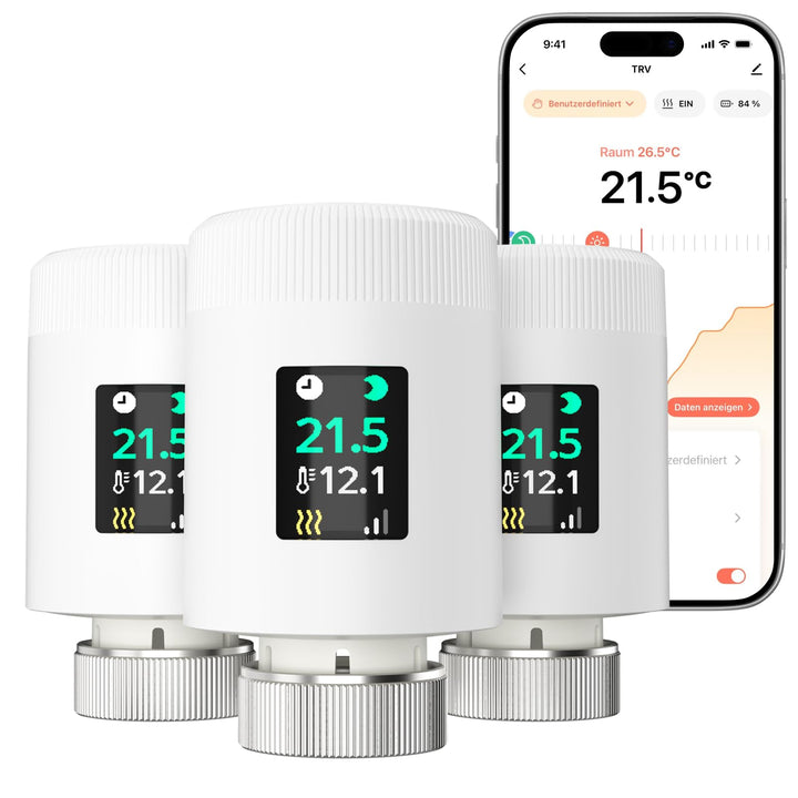 WLAN Heizkörperthermostat TRV901W – Smart Heizungsthermostat mit App & Alexa, Thermostat Heizung ohn
