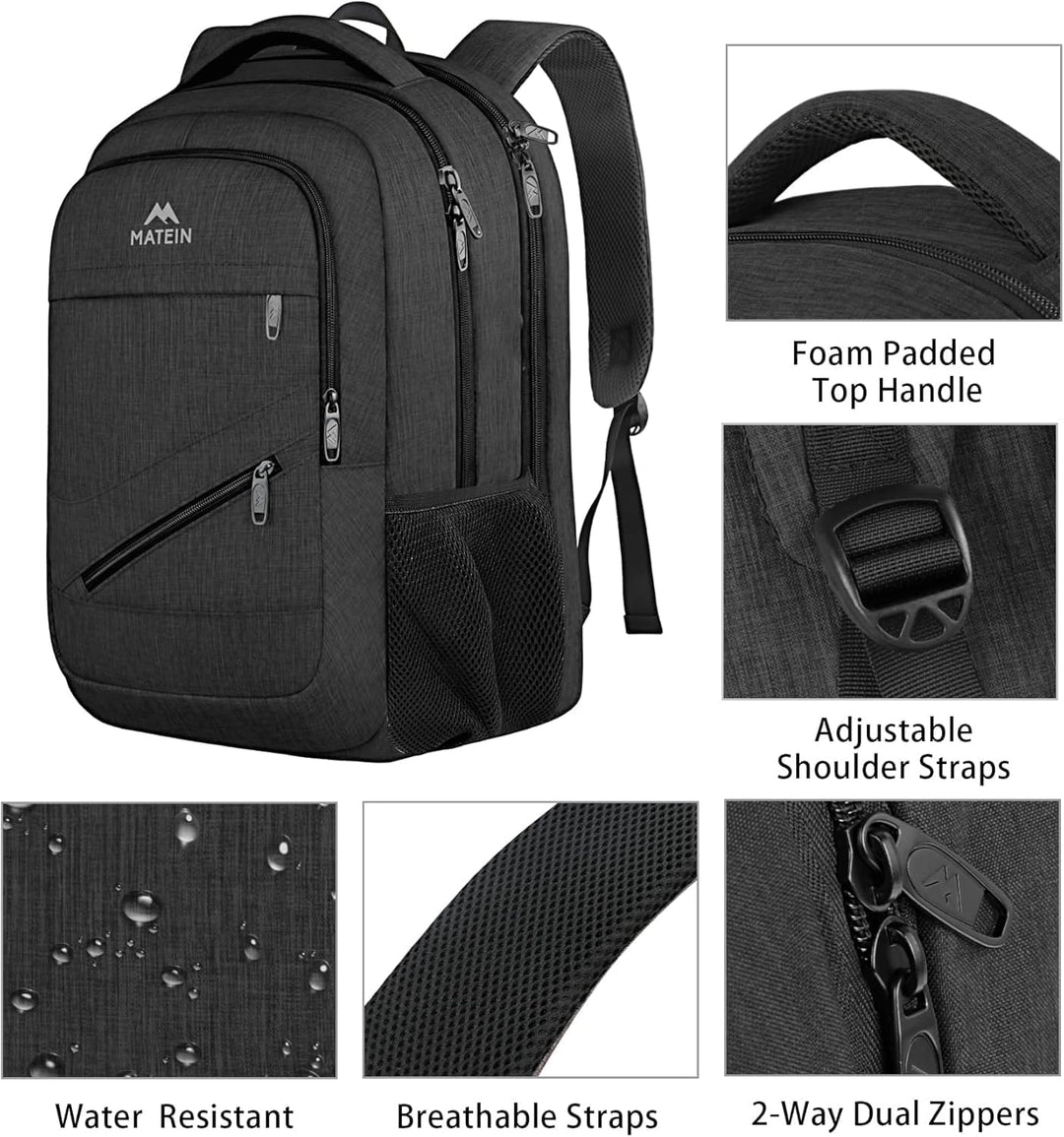 MATEIN Rucksack Herren, Laptop Rucksack 17 Zoll mit USB Ladeanschluss und TSA-Zertifizierung,Gross W