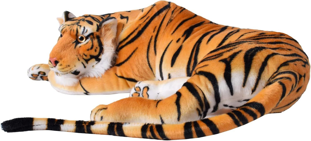 TE-Trend 18789 Plüschtier Tiger Kuscheltier Stofftiger lebensechte Raubkatze liegend Dschungel Stepp