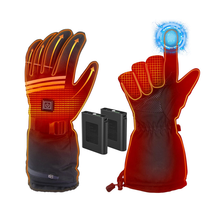 Verbesserte Beheizbare Handschuhe Herren Damen,7.4V/2×5000mAh Beheizte Handschuhe mit Wiederaufladba