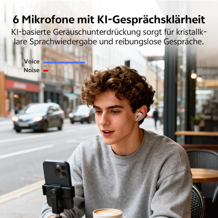 QCY Melobuds N60 In Ear Kopfhörer Bluetooth Noise Cancelling,Bluetooth kopfhörer mit -56dB Adaptive