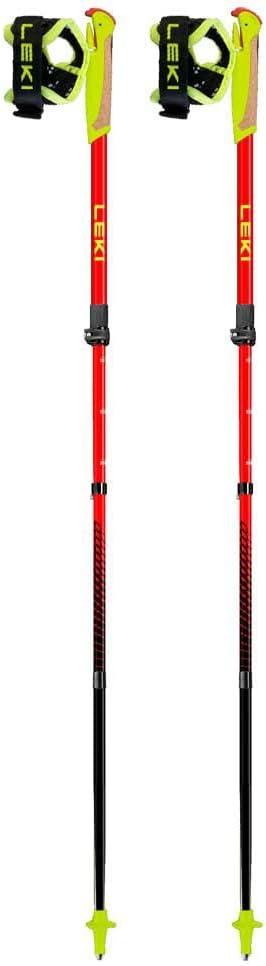 Leki Ultratrail Fx Junior Gelb-Rot - Leichter Verstellbarer Kinder Carbon Laufstock, Grösse 95-110cm