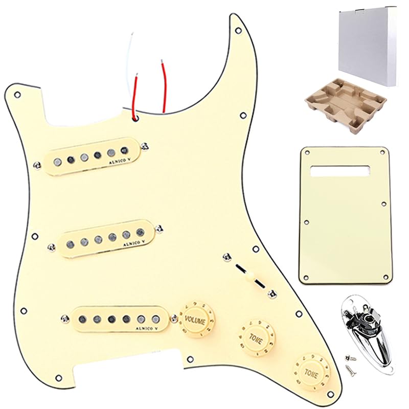 Ogdni 3-lagig SSS vorverdrahteter Schlagschutz mit Rückplatte & Bootsbuchse für Strat E-Gitarren Ers