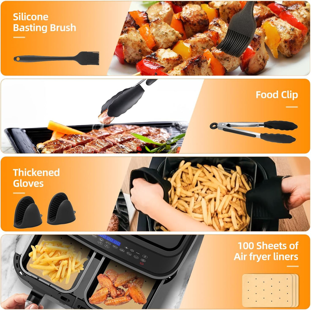 Silikonform Heissluftfritteuse Airfryer Zubehör für Ninja Foodi Max Dual Zone 9.5L Zubehör Heissluft