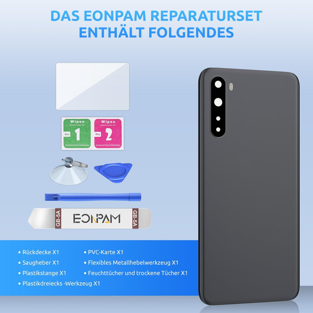 Eonpam Akkudeckel für OnePlus Nord Rückseite Glas Original Backcover Back Glas Ersatz Reparatur Set