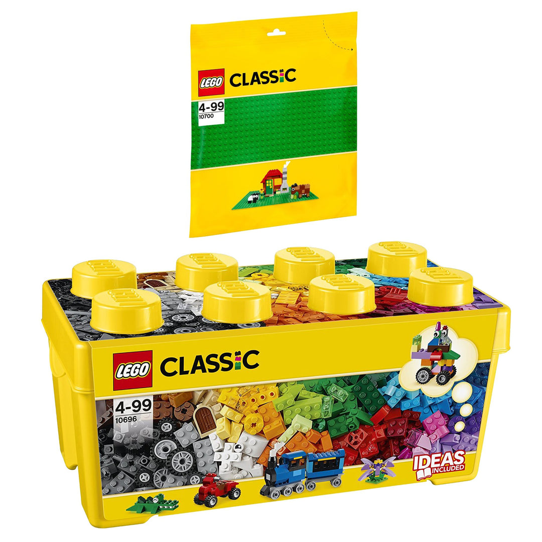 LEGO Classic 2er Set 10696 10700 Bausteine-Box + grüne Grundplatten