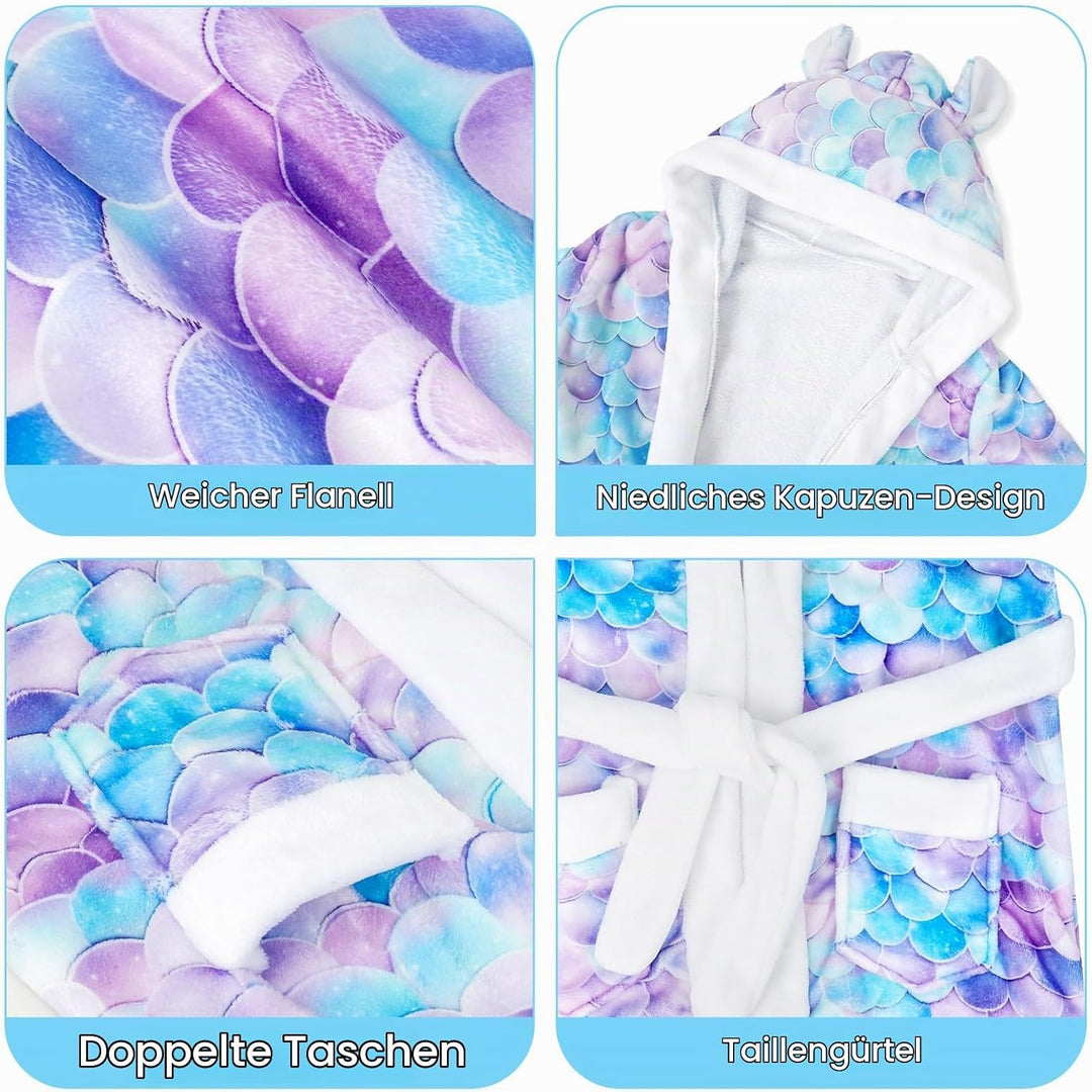 WYTbaby Bademantel Kinder Mädchen Flauschig Fleece bademantel mädchen Lange Ärmel Kinderbademantel m
