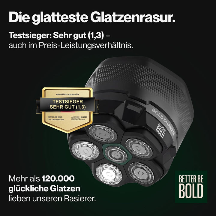 BETTER BE BOLD – Glatzenrasierer & Glatzencreme Anti-Shine 50ml SET – Mattierende Pflege für Glatze
