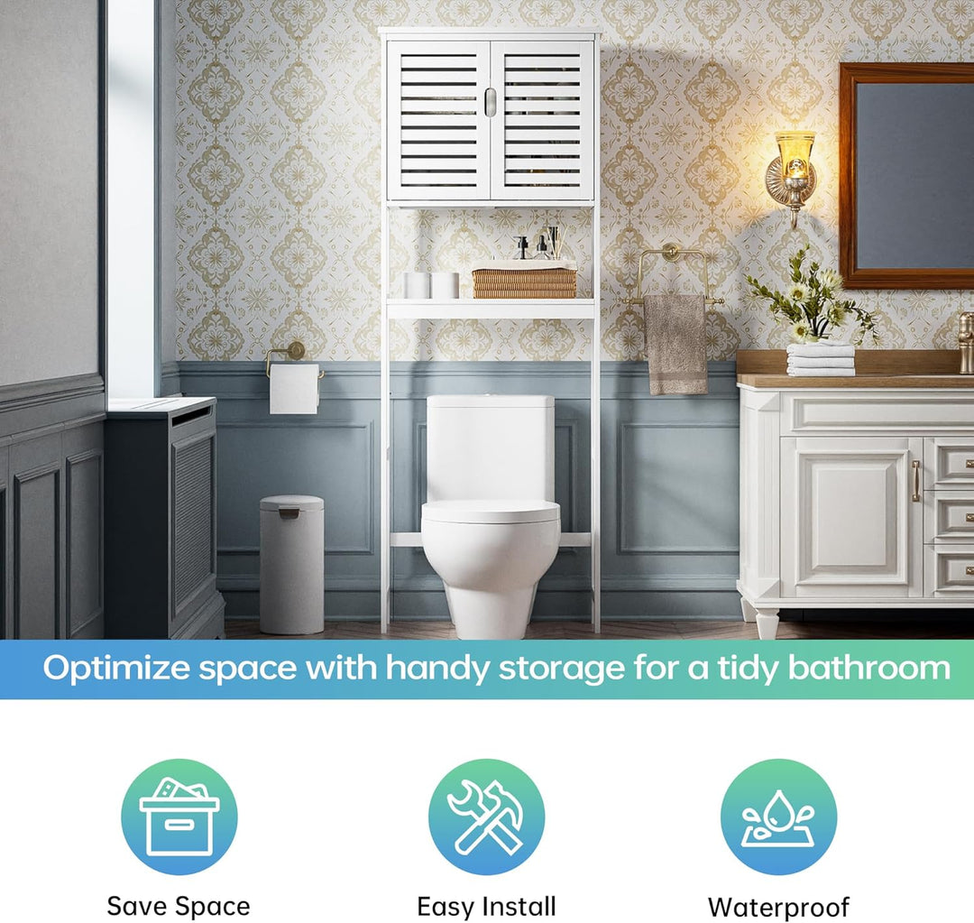 SMIBUY Bad Lagerung Regal mit Schrank, Bambus über die Toilette Veranstalter Rack, freistehende Toil