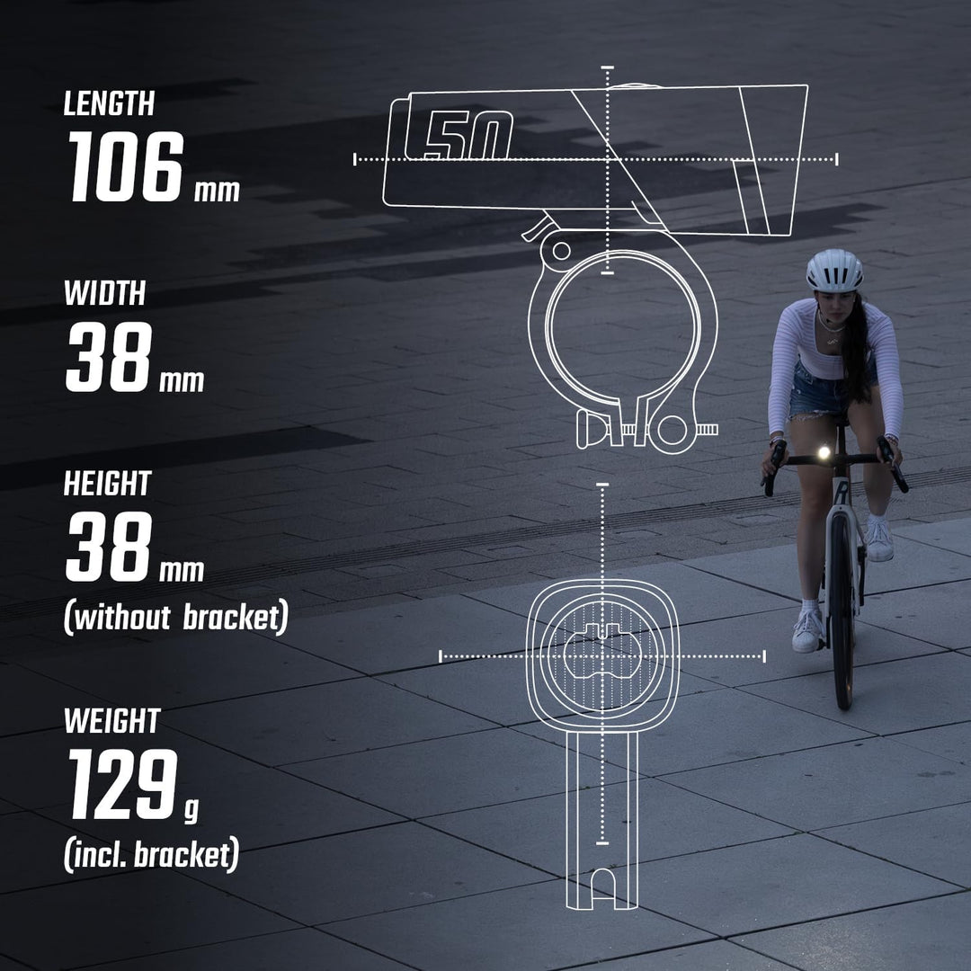 SIGMA LED Fahrradlicht Set Aura 50/ Hiro 10 | StVZO zugelassenes, akkubetriebenes Vorderlicht und Rü