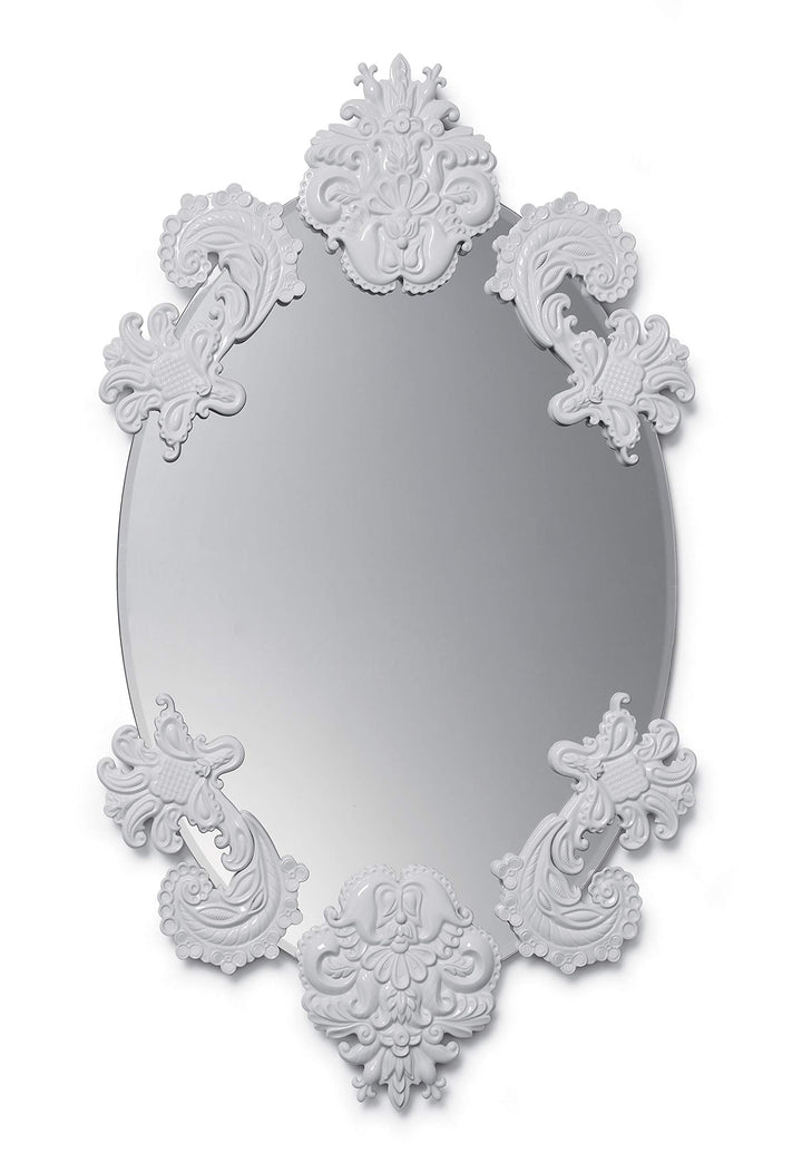 LLADRÓ Ovaler Spiegel Ohne Rahmen (Weiss). Limitierte Auflage. Spiegel. Porzellan.