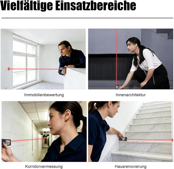 Laserentfernungsmesser 40M 60M 100M mit Winkelsensor, ±2mm Präzision Digitaler Entfernungsmesser ink