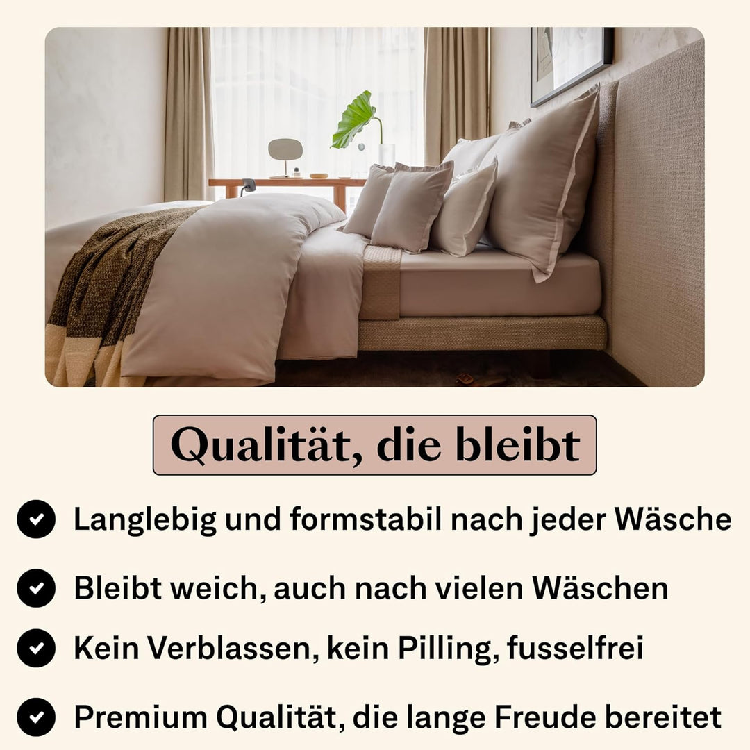 Bettlaken aus ägyptischer Baumwolle, mit elastischen Ecken, 160 x 200 cm, Beige/Sand, Höhe 30 cm Bei