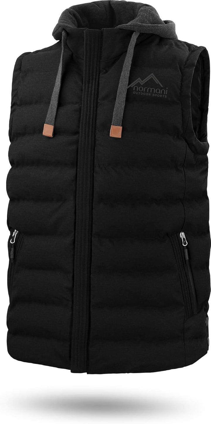 normani Herren Weste Steppweste mit Swaet Kapuze und Stehkragen - Outdoor Weste mit Wasserdichten Re