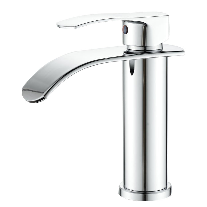 Beelee Einloch-Einhebel Wasserfall Waschtischarmatur mit G3/8" Kalt- und Warmwasseranschluss, verchr