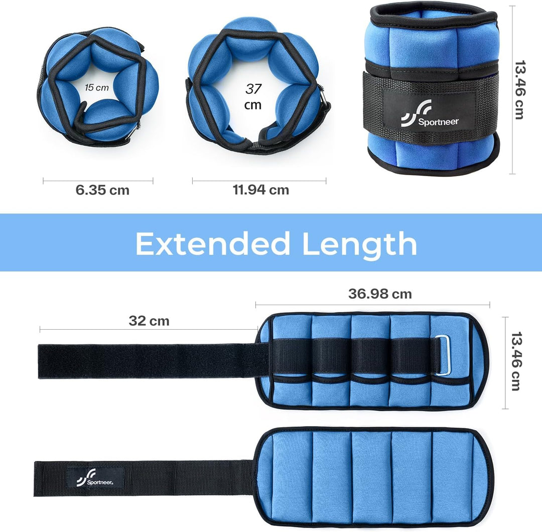 Sportneer Verstellbare Gewichtsmanschetten für Füsse oder Handgelenke, 0,7–3 kg pro Knöchel, 1,4–6 k