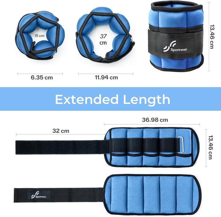 Sportneer Verstellbare Gewichtsmanschetten für Füsse oder Handgelenke, 0,7–3 kg pro Knöchel, 1,4–6 k