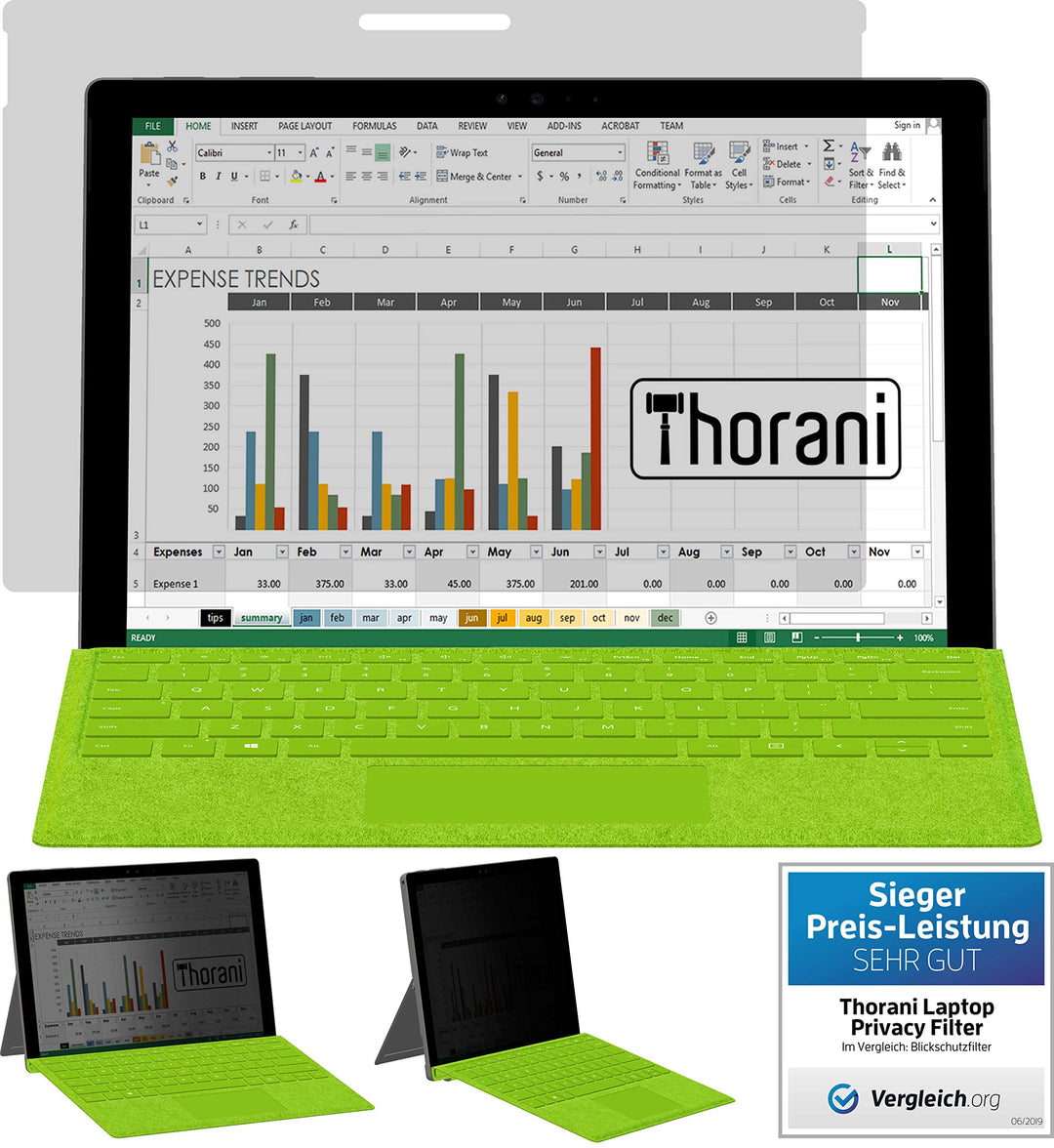 Thorani Privacy Filter-Folie für Microsoft Surface Laptop Studio (14.4") - Sichtschutzfolie schützt