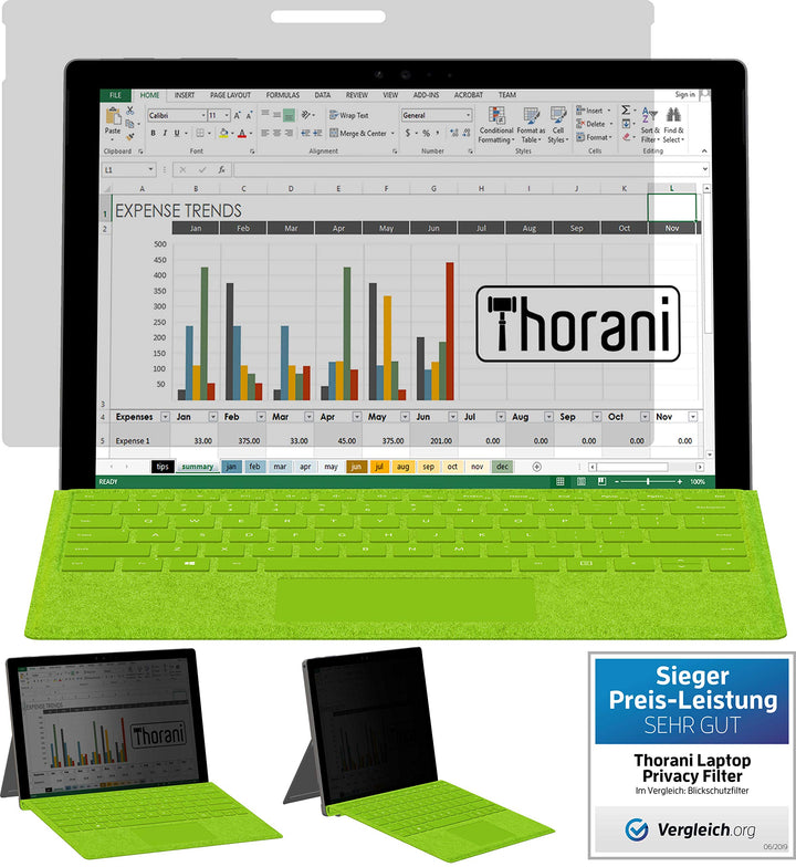 Thorani Privacy Filter-Folie für Microsoft Surface Laptop Studio (14.4") - Sichtschutzfolie schützt