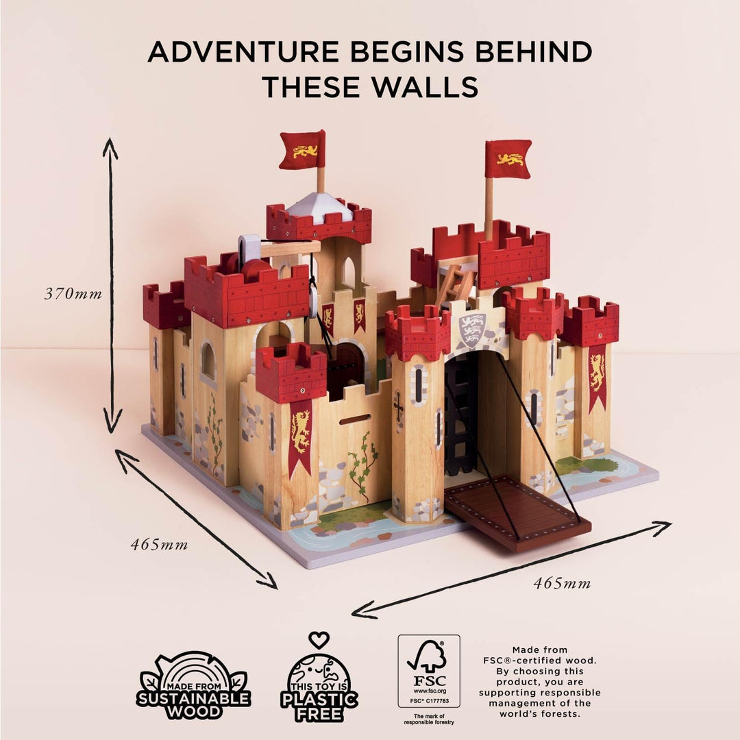 Le Toy Van – Pädagogisches Castles Collection Rollenspiel „Löwenherz“ aus Holz | Ritterburg Spielset