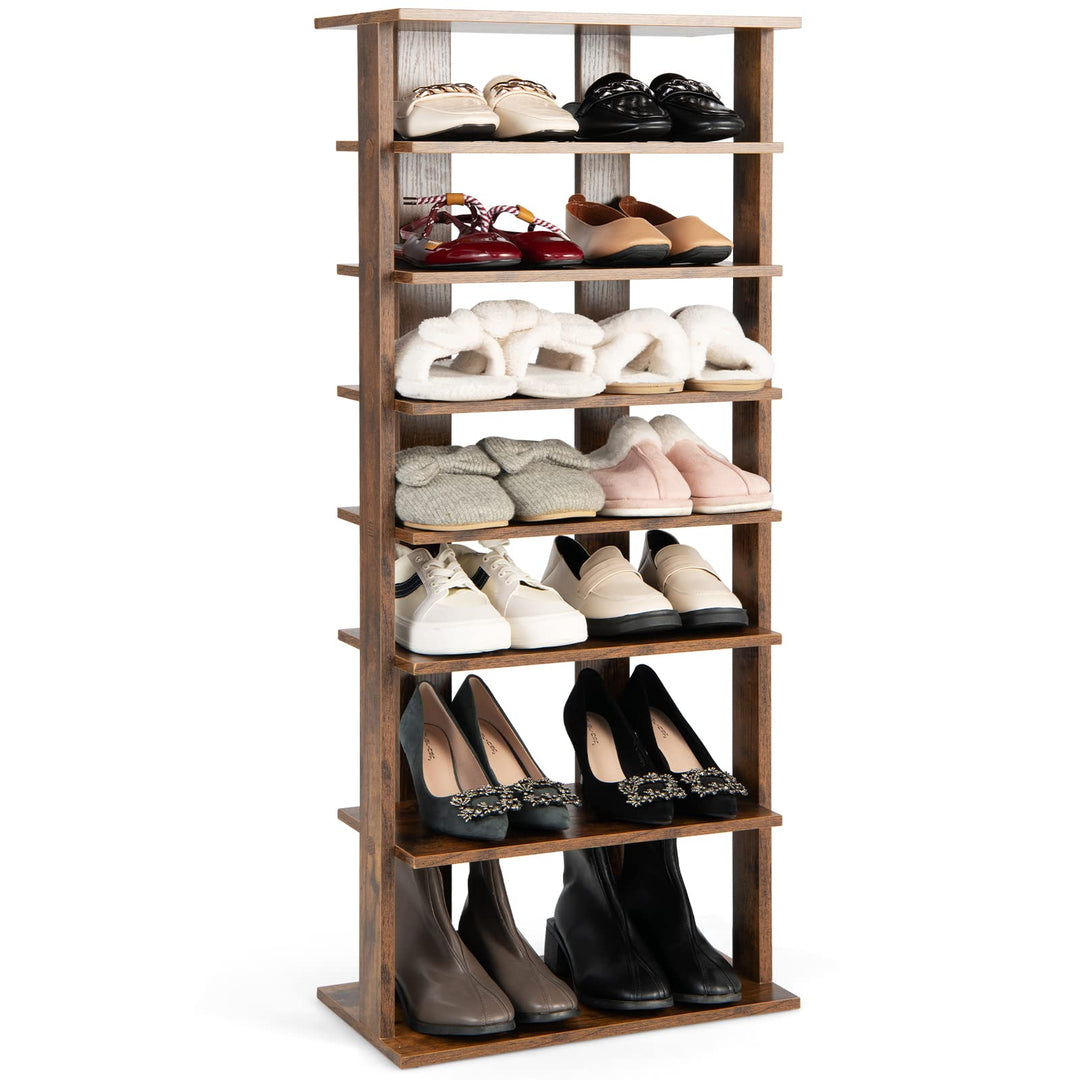GIANTEX Schuhregal schmal und hoch, Schuhschrank Regal Holz 8 Ebenen, Schuhständer Schuhablage verti