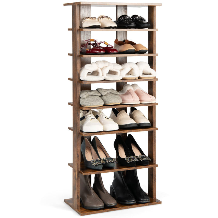 GIANTEX Schuhregal schmal und hoch, Schuhschrank Regal Holz 8 Ebenen, Schuhständer Schuhablage verti