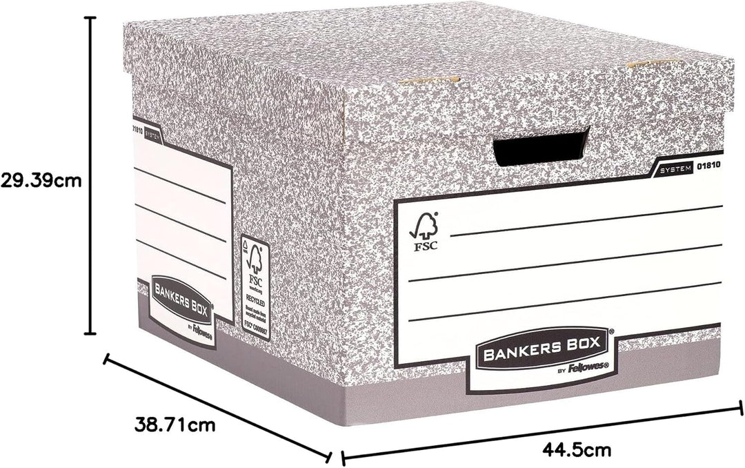 Bankers Box Archivbox mit FastFold System, gross, FSC, 10er-Packung, grau Grau Grosse, Grau Grosse