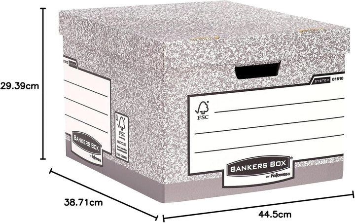 Bankers Box Archivbox mit FastFold System, gross, FSC, 10er-Packung, grau Grau Grosse, Grau Grosse