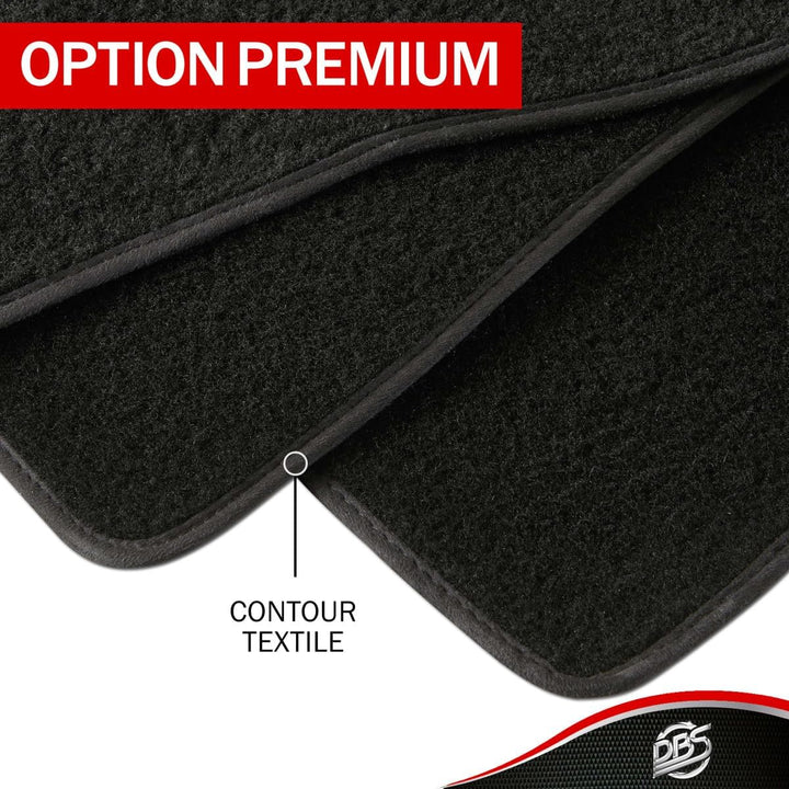 DBS Autofussmatte - nach Mass - 3-teilig - Anti Rutsch - schwarzer Nadelfilz 900g/m² - Velours Ferti